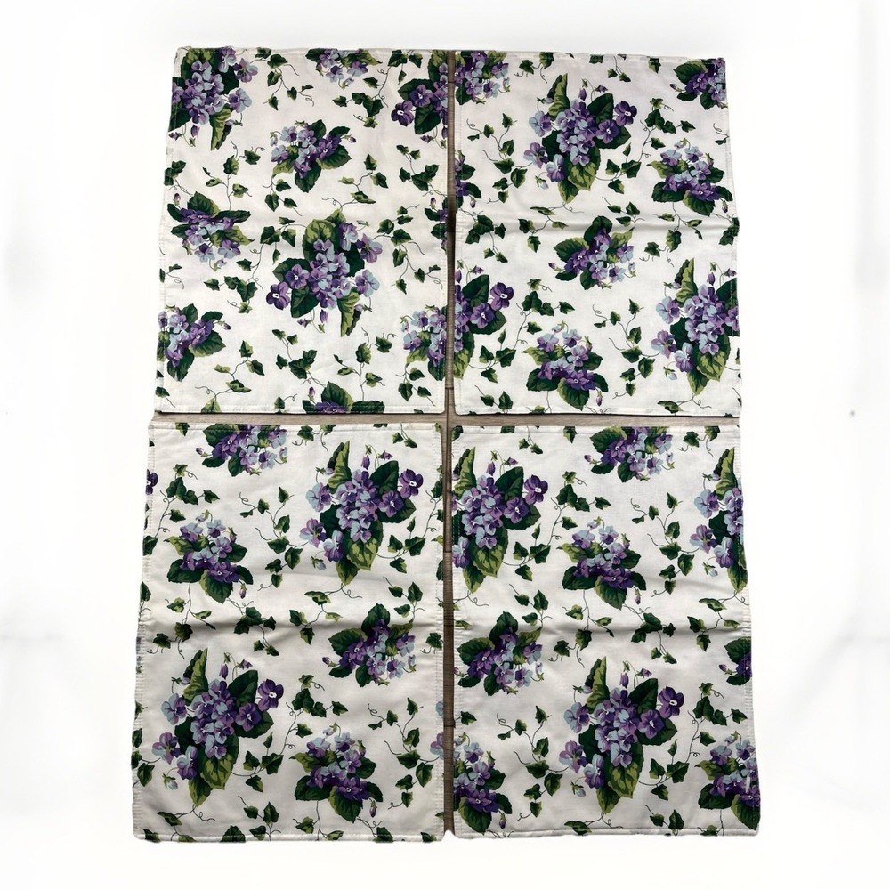 Waverly Garden Room Sweet Violets Floral Placemats Set of 4 Cotton Green Ivy